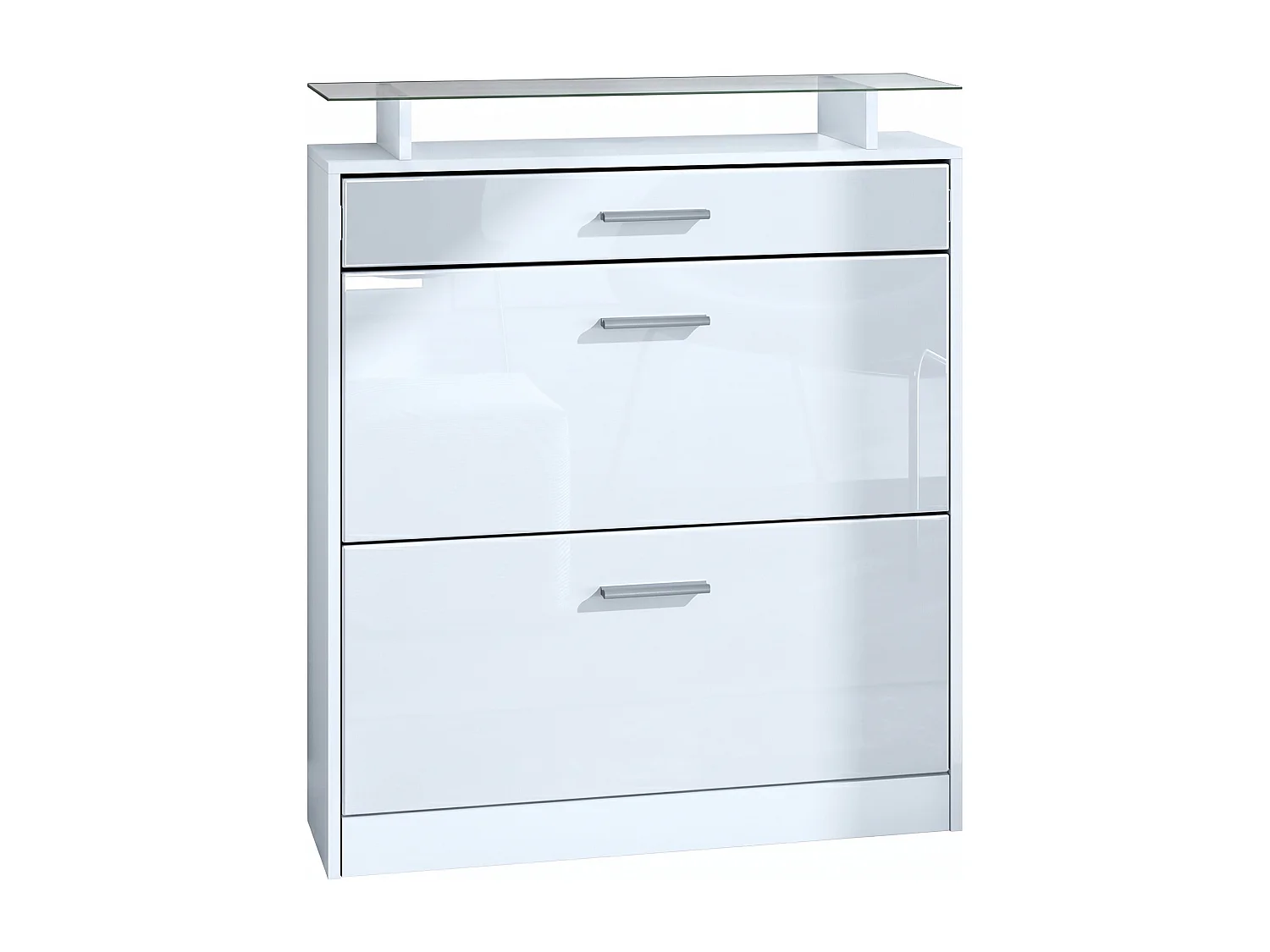SCHUHSCHRANK Loret Front in Weiß Hochglanz