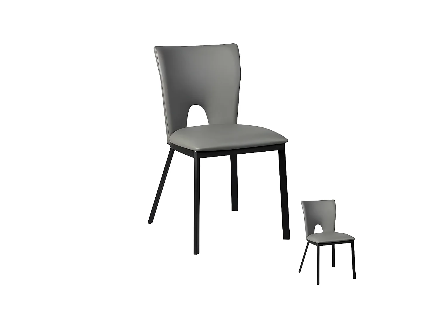Duo de Chaises Simili cuir gris - TUCSON n°2