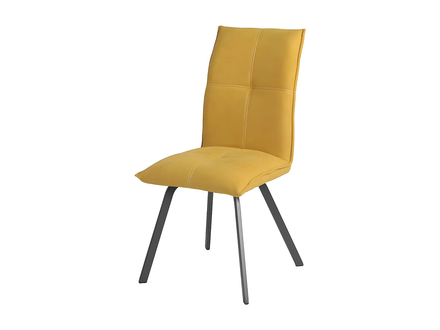 Quatuor de Chaises Métal/Tissu jaune - FRESNO