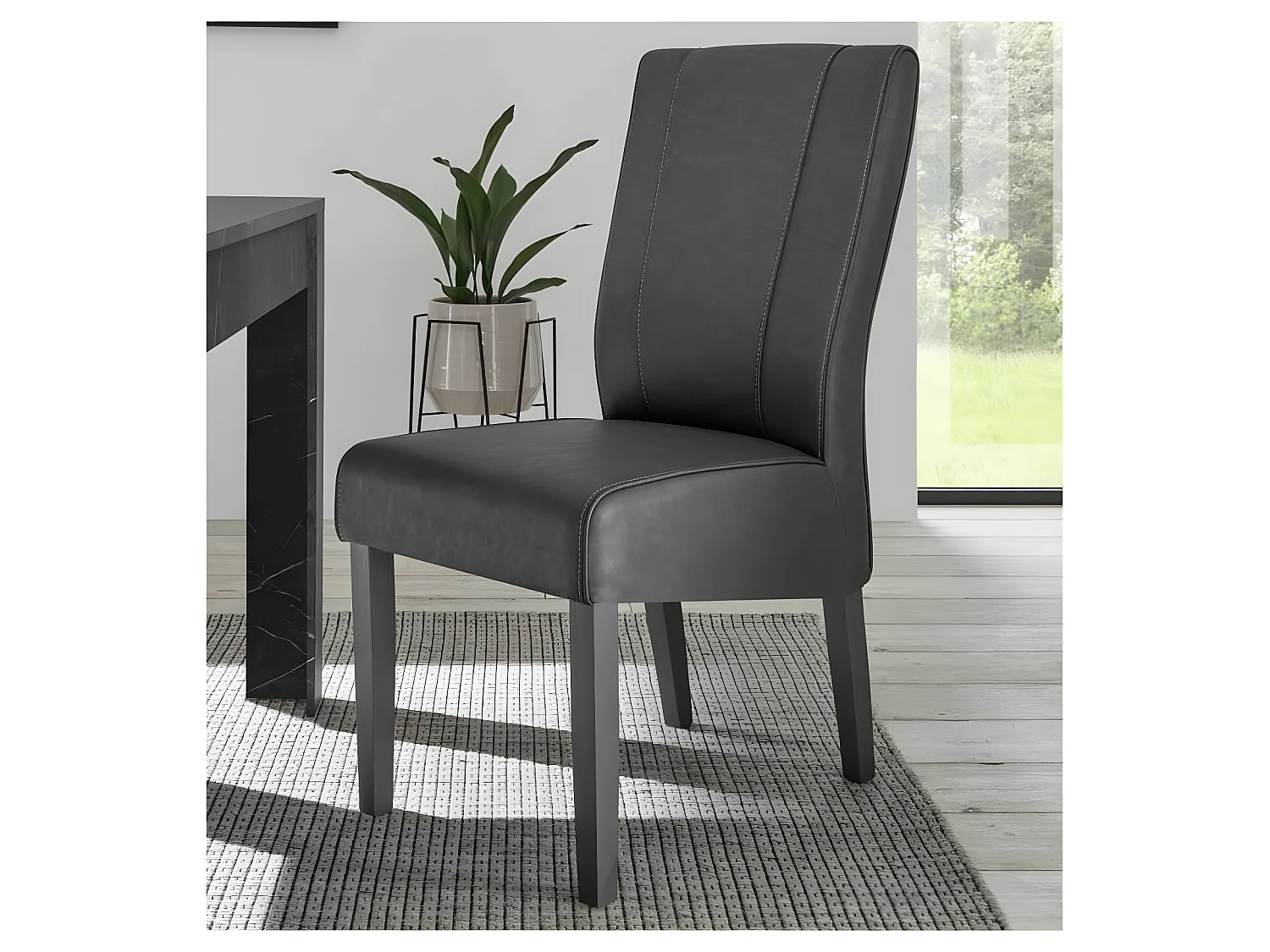 Duo de Chaises Simili cuir gris - ATRANI