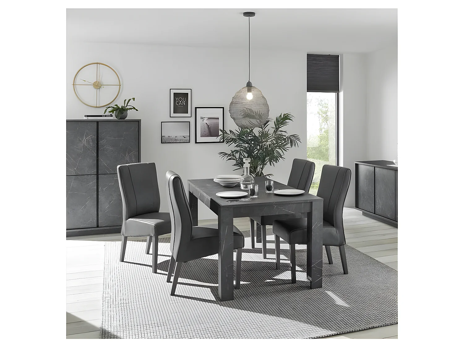 Duo de Chaises Simili cuir gris - ATRANI