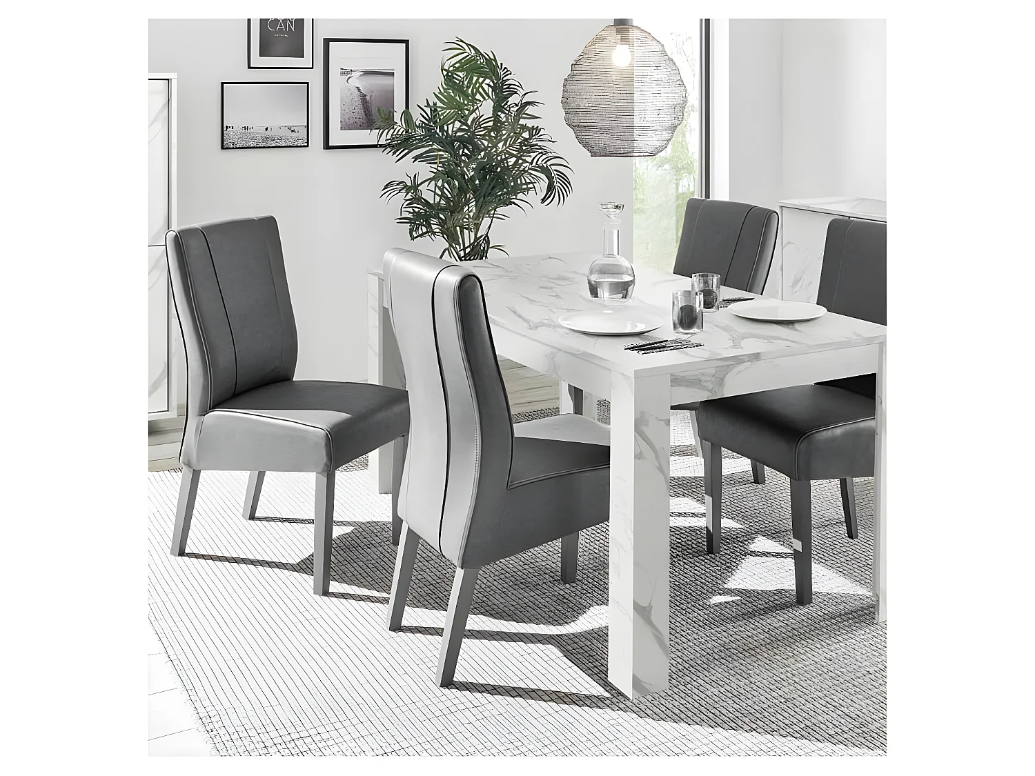 Duo de Chaises Simili cuir gris - ATRANI