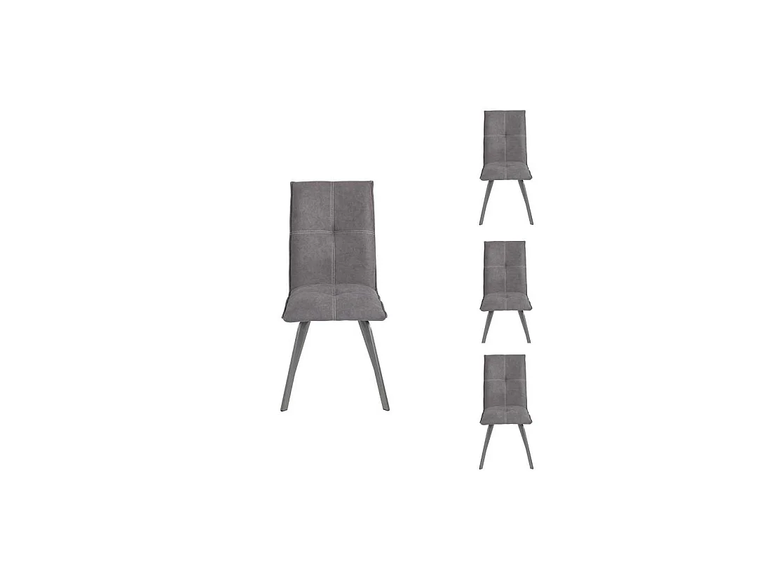 Quatuor de Chaises Métal/Tissu gris - FRESNO