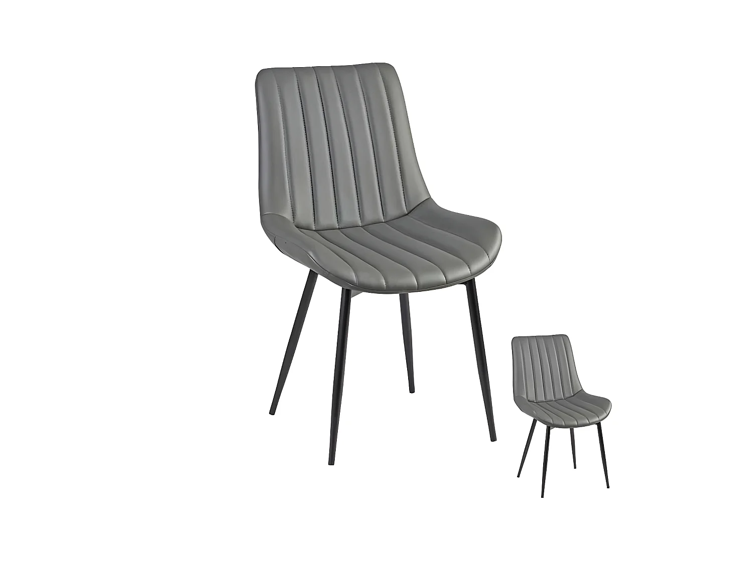 Duo de Chaises Simili cuir gris - TUCSON n°1