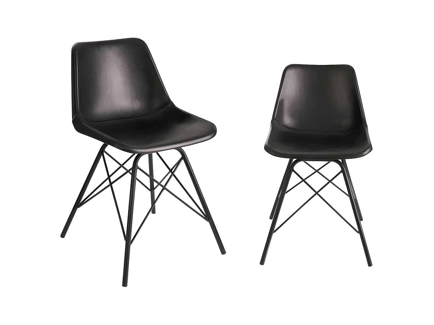 Duo de chaises Simili cuir Noir - URANUS