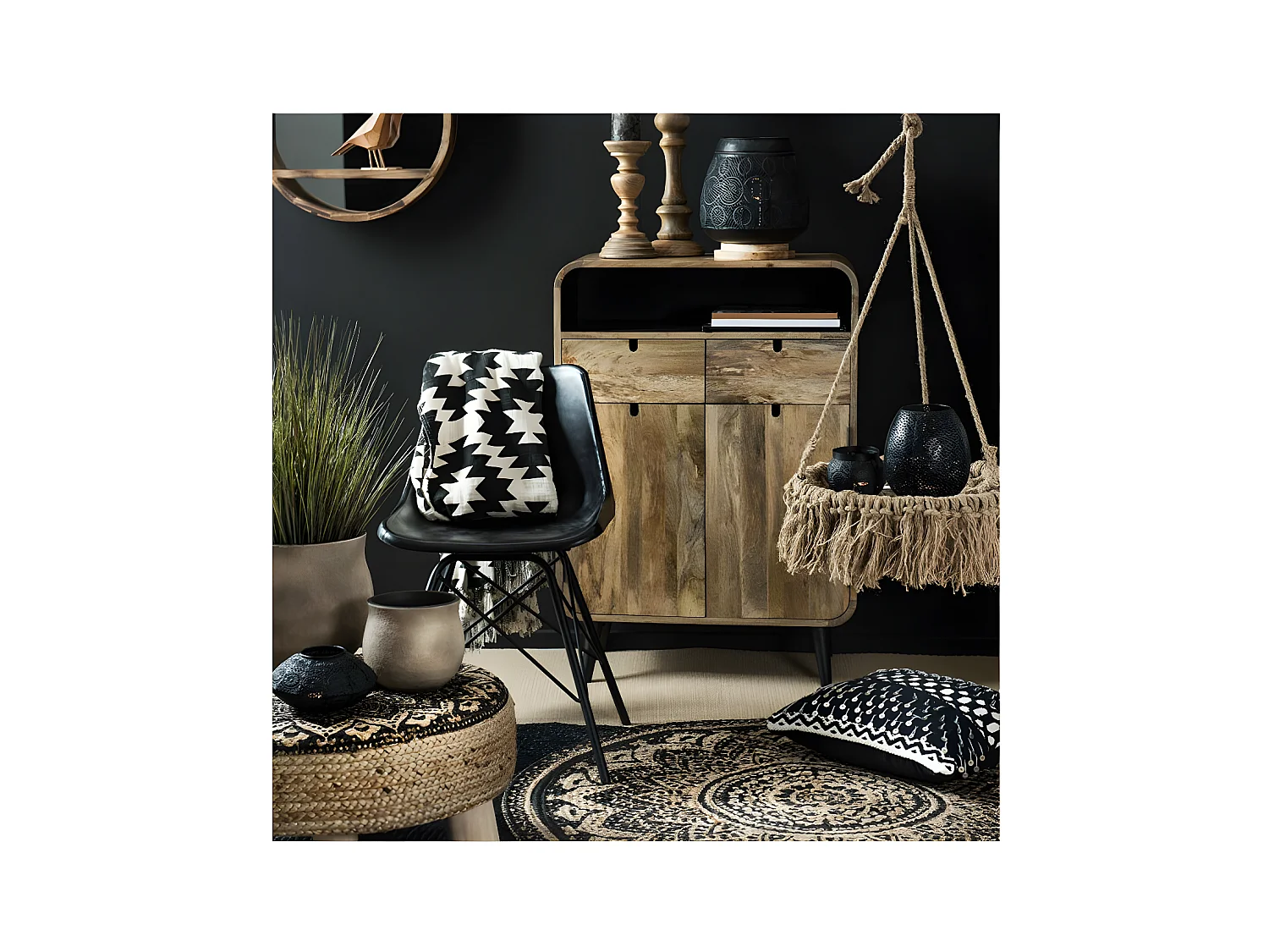 Duo de chaises Simili cuir Noir - URANUS