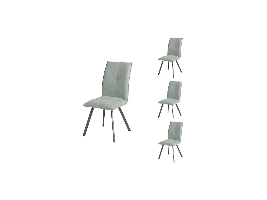 Quatuor de Chaises Métal/Tissu vert - FRESNO
