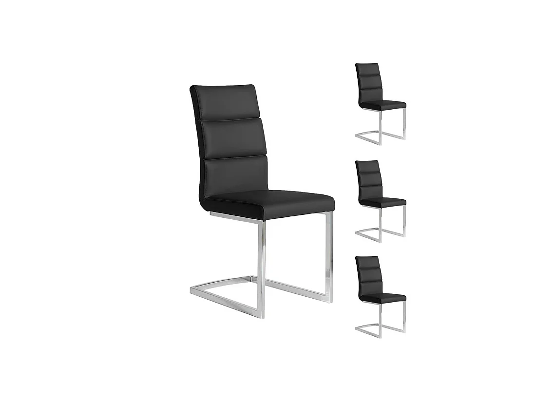 Quatuor de chaises Eco-cuir Noir - LONI