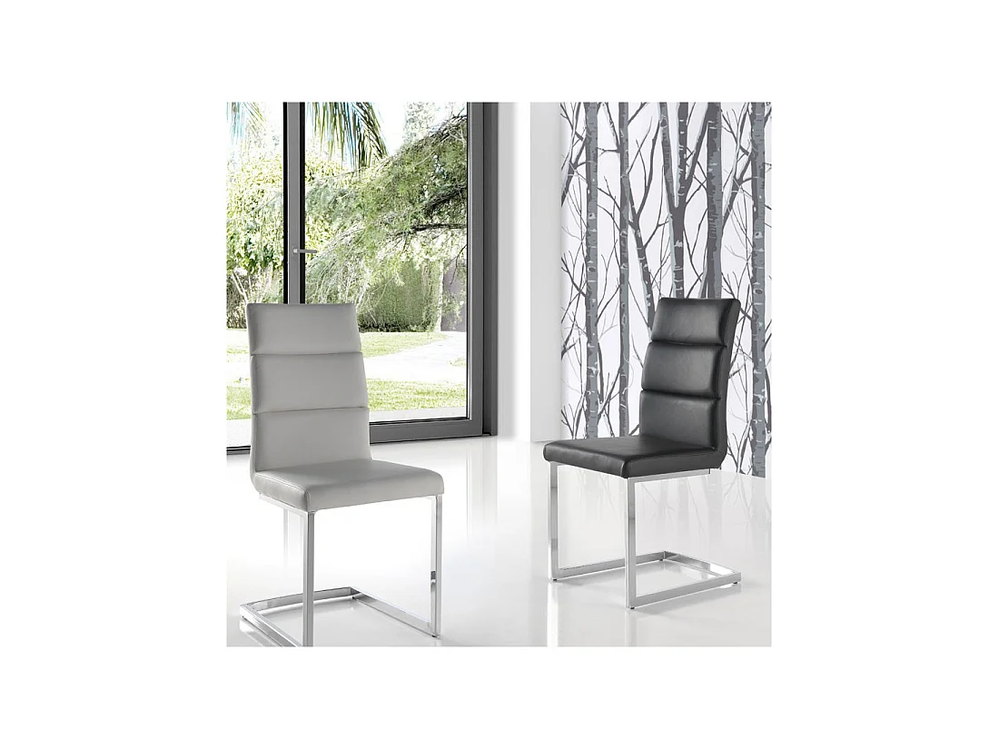 Quatuor de chaises Eco-cuir Noir - LONI