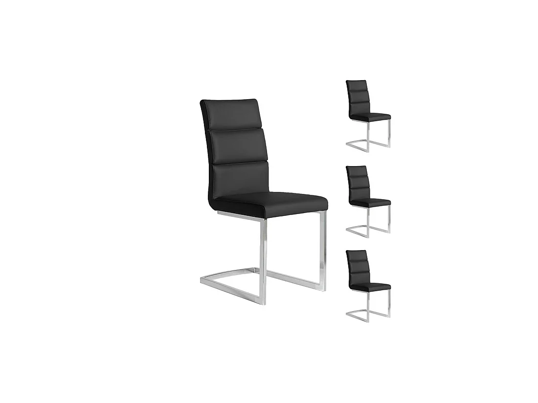 Quatuor de chaises Eco-cuir Noir - LONI