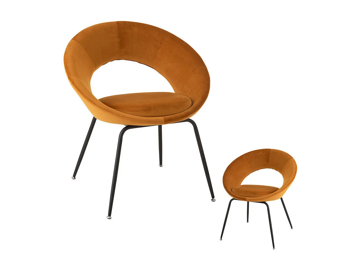 Duo de Chaises Velours ocre/Métal - TYCHY n°1