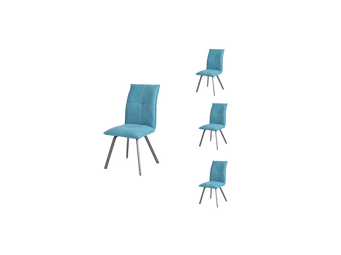 Quatuor de Chaises Métal/Tissu bleu - FRESNO
