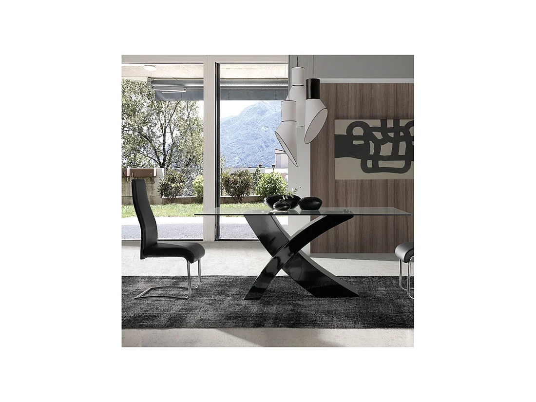 Quatuor de Chaises Simili cuir Noir - ROME