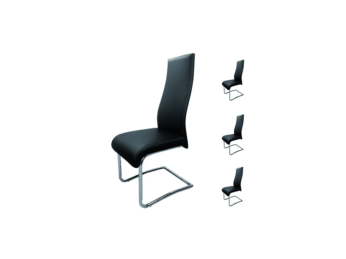Quatuor de Chaises Simili cuir Noir - ROME
