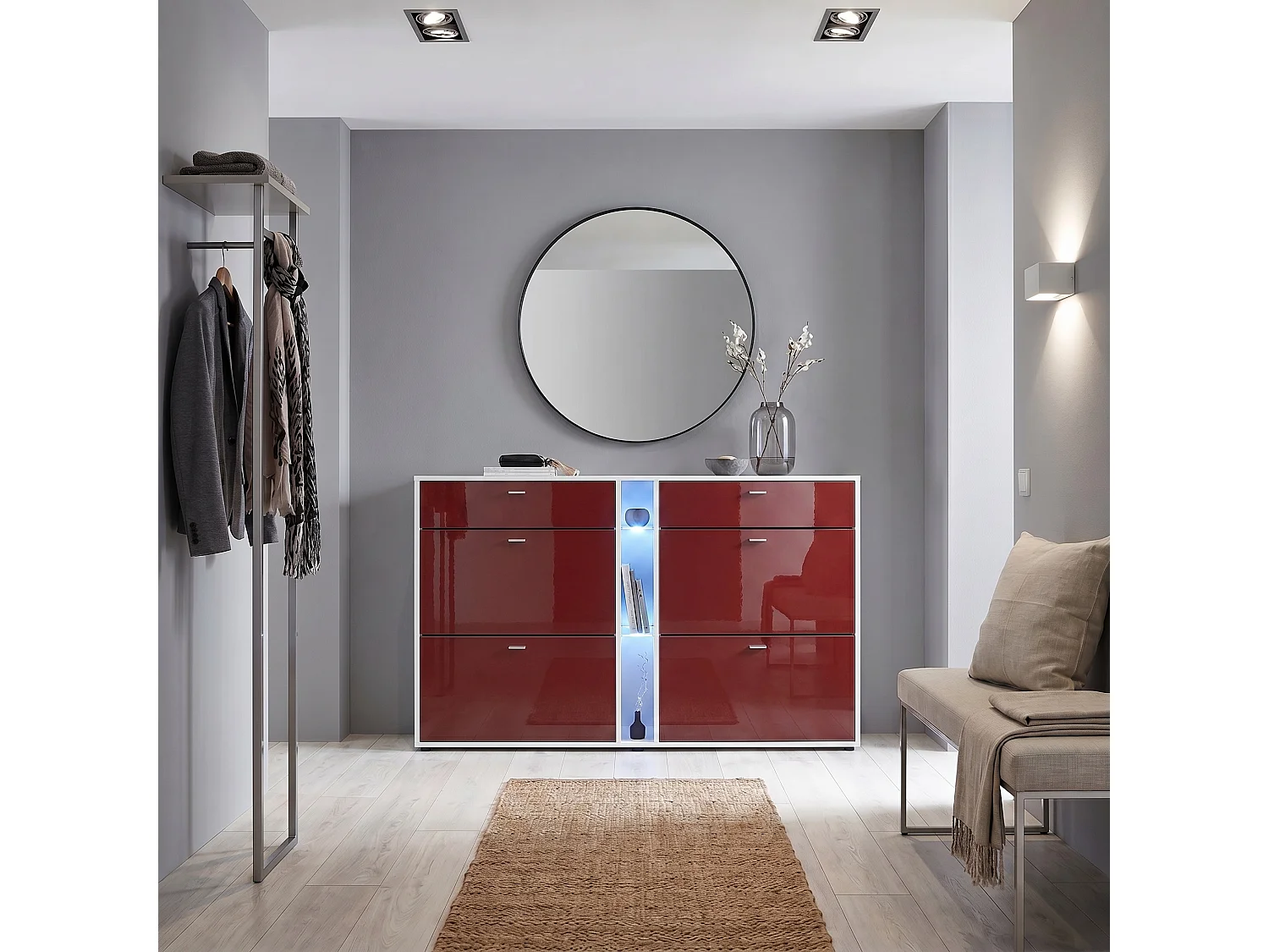 SCHUHSCHRANK Today Fronten in Bordeaux Hochglanz