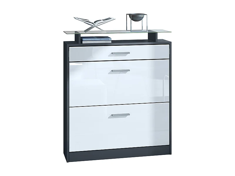 SCHUHSCHRANK Loret Fronten in Weiß Hochglanz