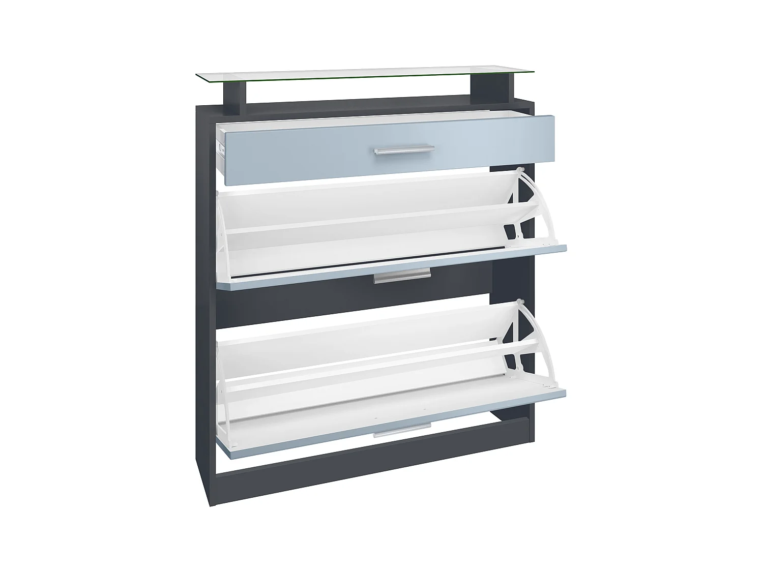 SCHUHSCHRANK Loret Fronten in Grau Hochglanz