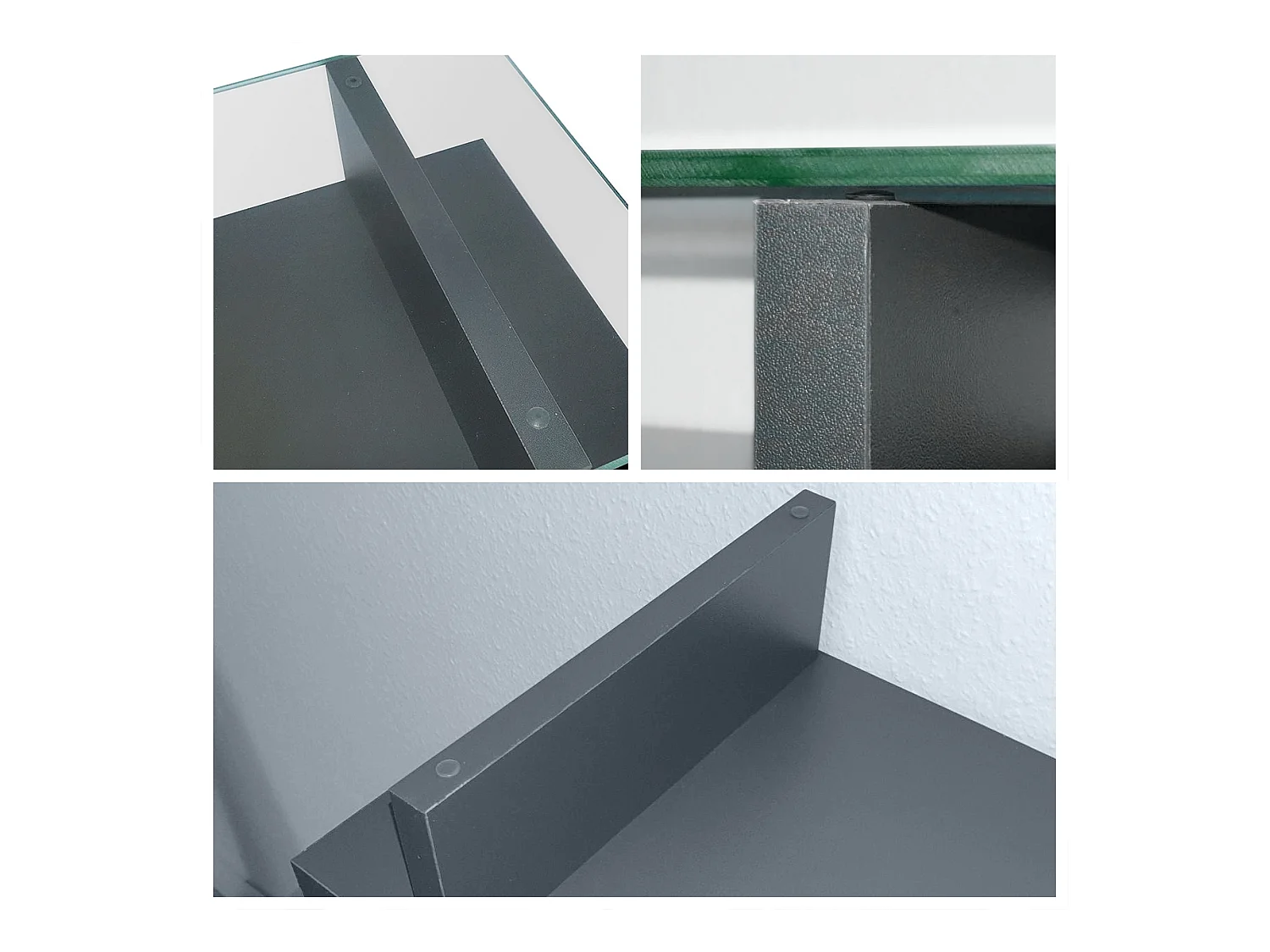 Meuble chaussures Annie pour 16 paires de chaussures avec clapets et tablette en verre, Anthracite mat/Crème brillant, poignées Gris brillant (89x96x23 cm)