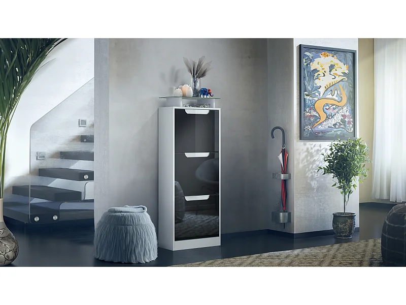 SCHUHSCHRANK Space Schwarz Hochglanz