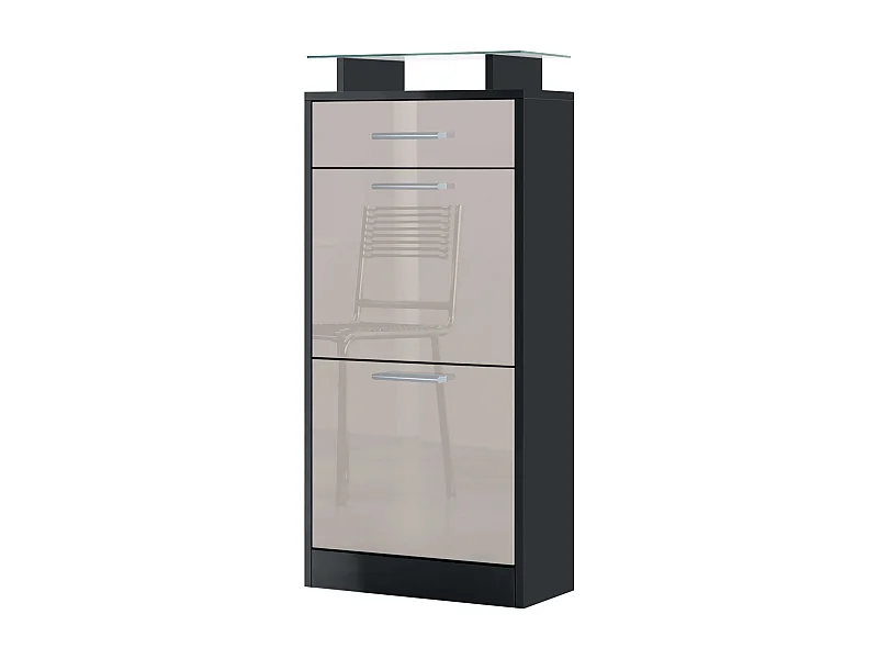 SCHUHSCHRANK Loret Front in Sandgrau Hochglanz