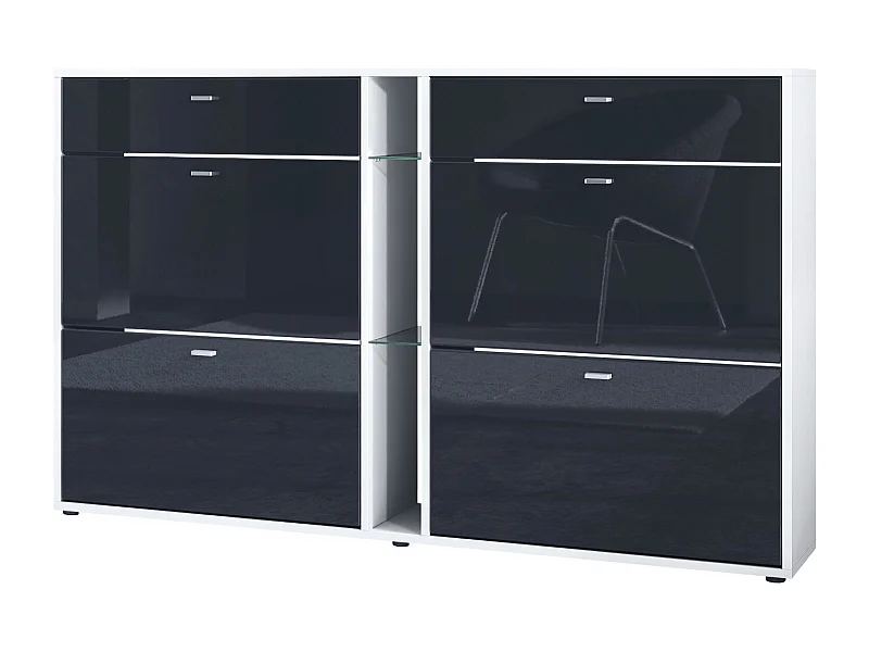 SCHUHSCHRANK Today Fronten in Schwarz Hochglanz