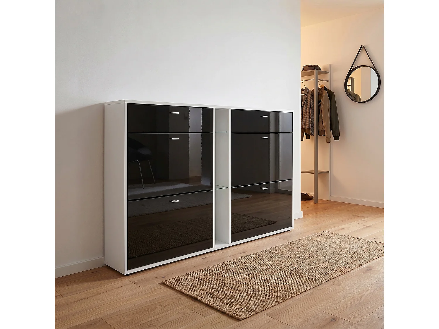 SCHUHSCHRANK Today Fronten in Schwarz Hochglanz