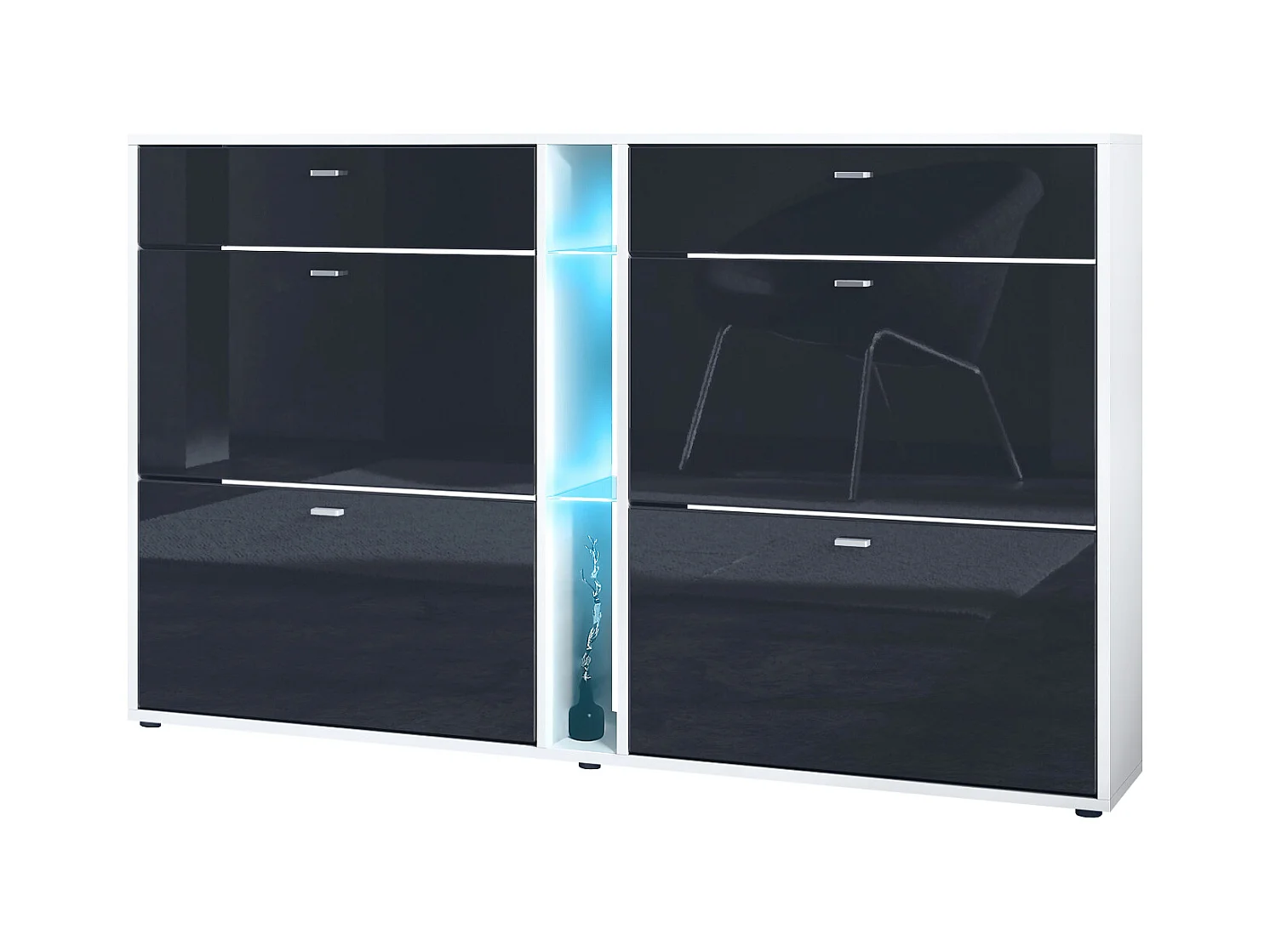 SCHUHSCHRANK Today Fronten in Schwarz Hochglanz