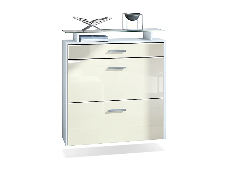 SCHUHSCHRANK Malea Front in Creme Hochglanz