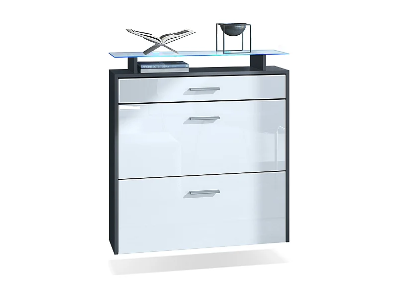 SCHUHSCHRANK Malea Fronten in Weiß Hochglanz