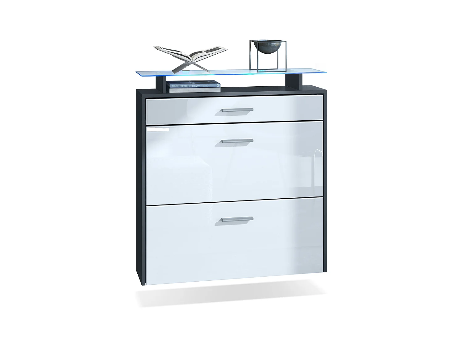 SCHUHSCHRANK Malea Fronten in Weiß Hochglanz