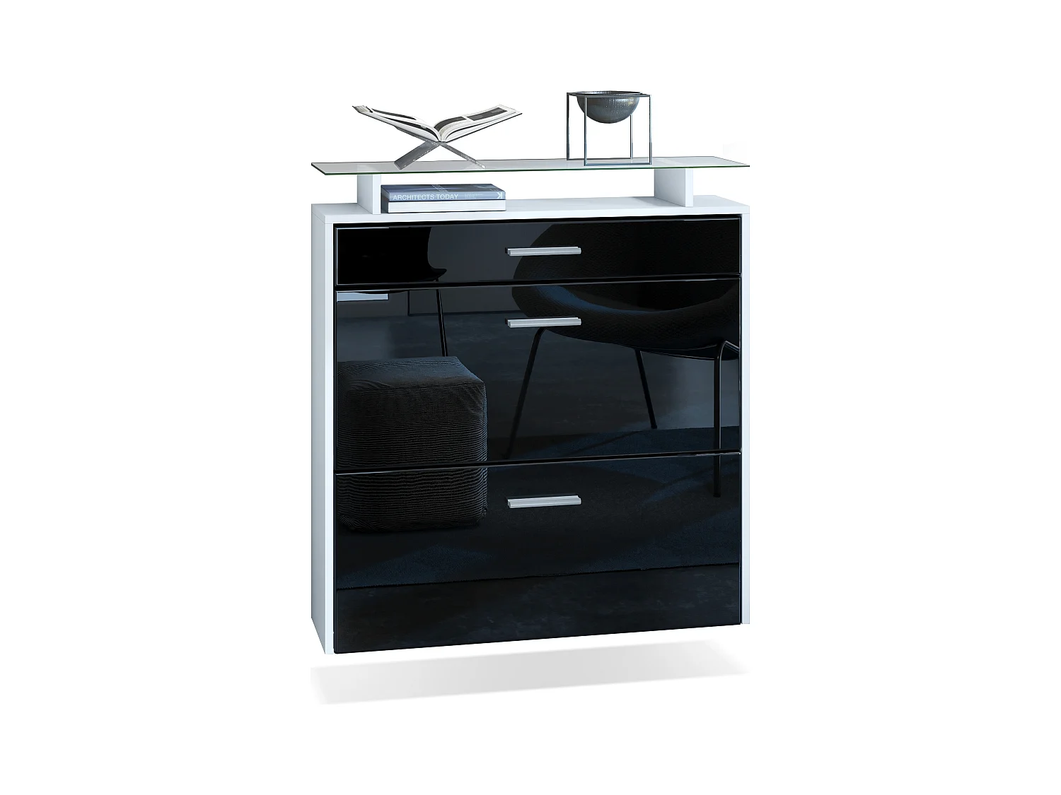 SCHUHSCHRANK Malea Front in Schwarz Hochglanz
