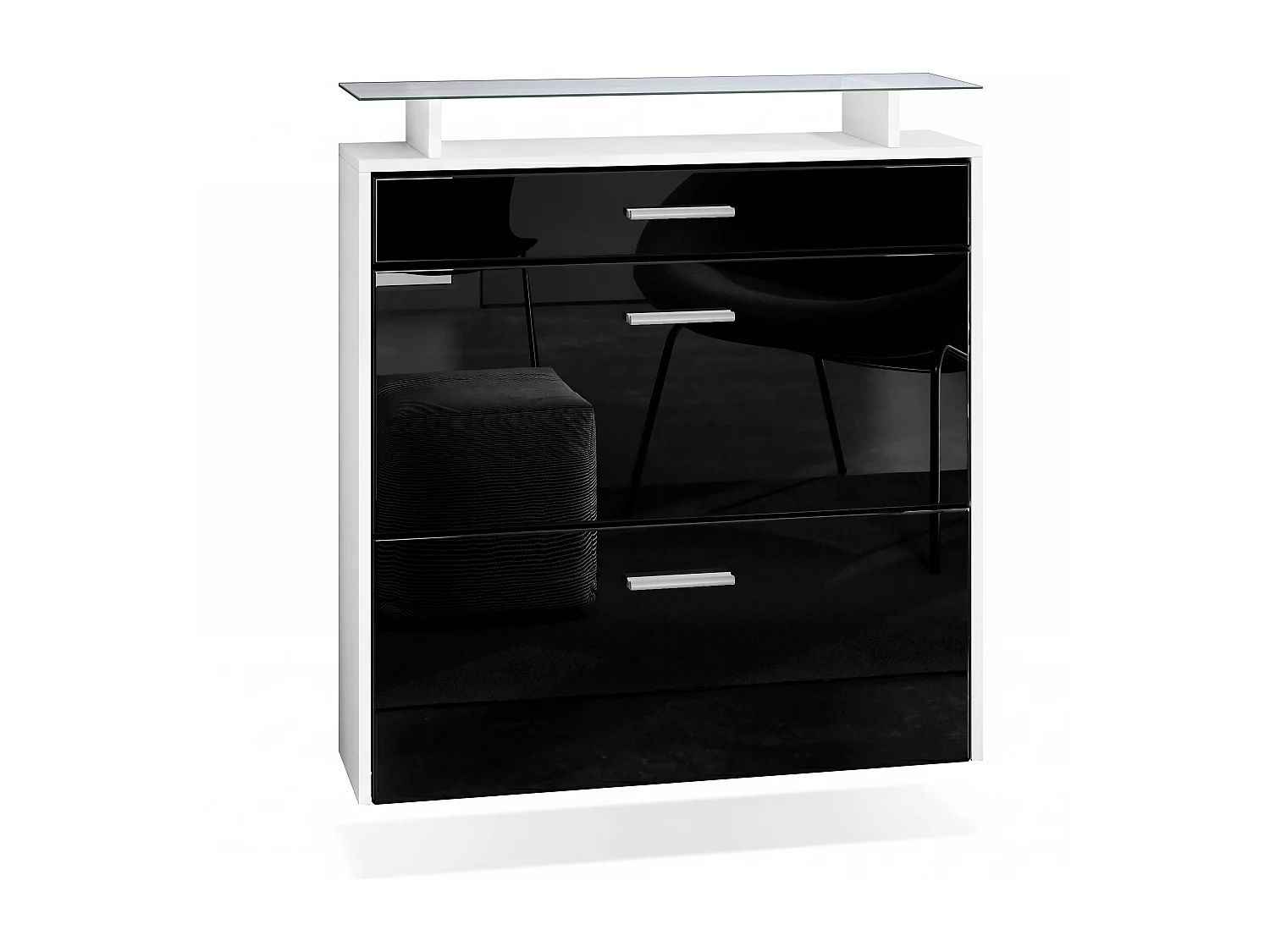 SCHUHSCHRANK Malea Front in Schwarz Hochglanz