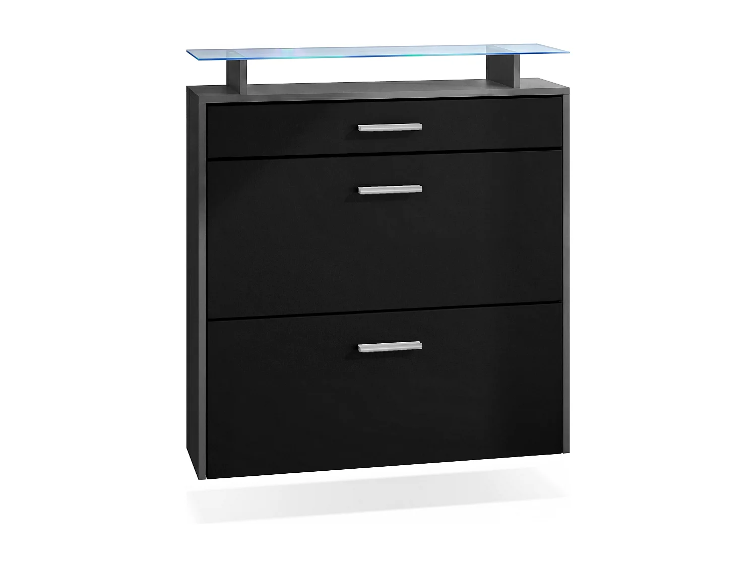Scarpiera Vladon Malea, antracite opaco /nero opaco incl. LED - carrello appeso per 16 paia di scarpe (89 x 96 x 23 cm)