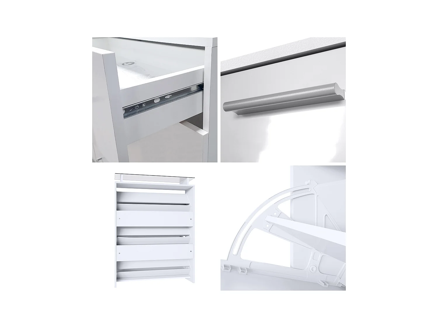 Meuble chaussures Malea, Armoire à chaussures murale pour 16 paires avec 2 clapets, 1 tiroir, Blanc mat/Blanc brillant (89 x 96 x 23 cm)