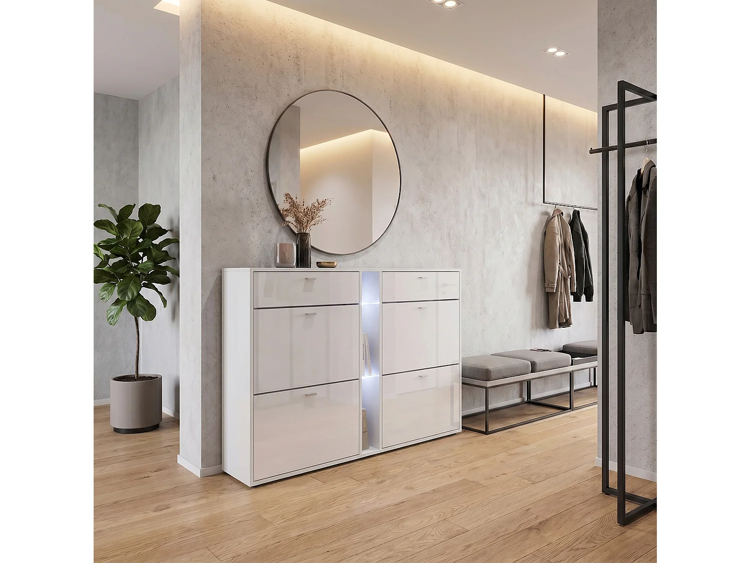 SCHUHSCHRANK Today Fronten in Weiß Hochglanz