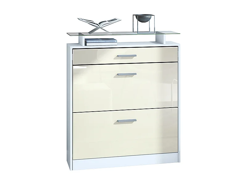SCHUHSCHRANK Loret Front in Creme Hochglanz