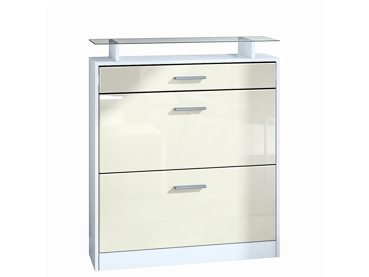 SCHUHSCHRANK Loret Front in Creme Hochglanz