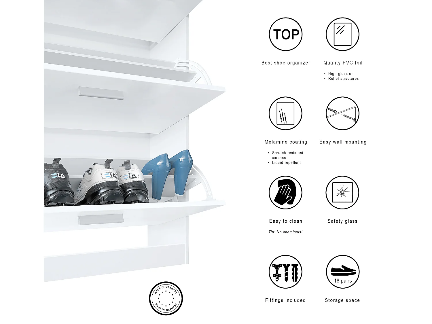 SCHUHSCHRANK Loret Front in Beton Oxid Optik