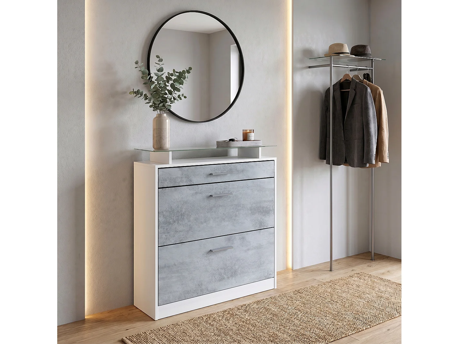 SCHUHSCHRANK Loret Front in Beton Oxid Optik