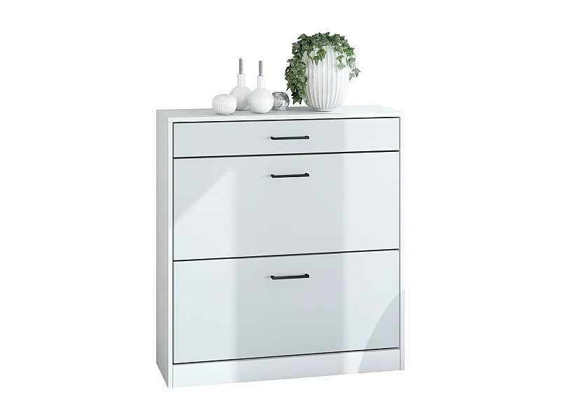 Mobiletto ribaltabile per scarpe Elvas 89 x 95,5 x 27 cm, Carcassa in bianco opaco, frontale in bianco opaco | Molteplici opzioni di colore