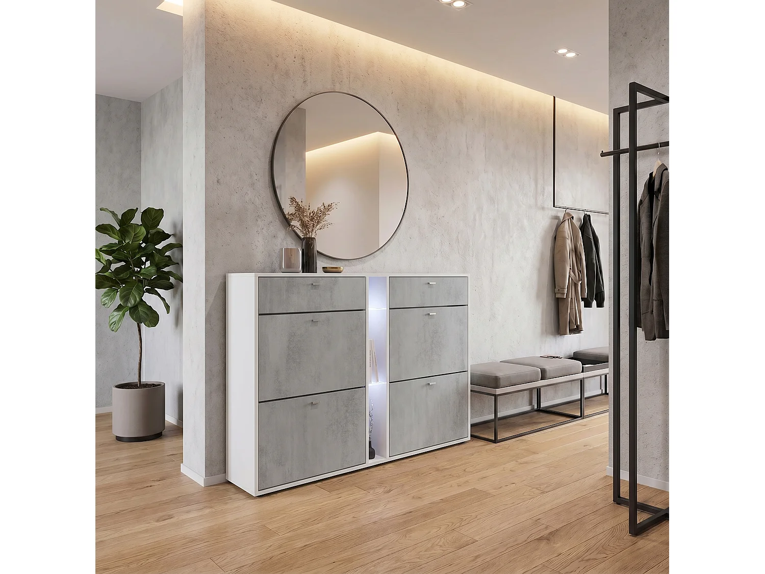 SCHUHSCHRANK Today Fronten in Beton Oxid Optik