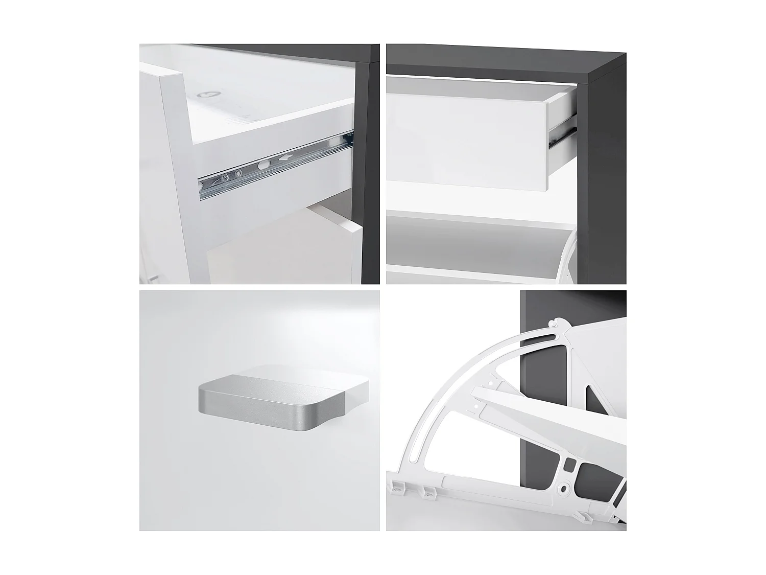 Scarpiera Today con 4 ante e 2 cassetti 155,5 x 95 x 28 cm, con illuminazione a LED RGB, struttura in nero opaco, frontali in rovere naturale