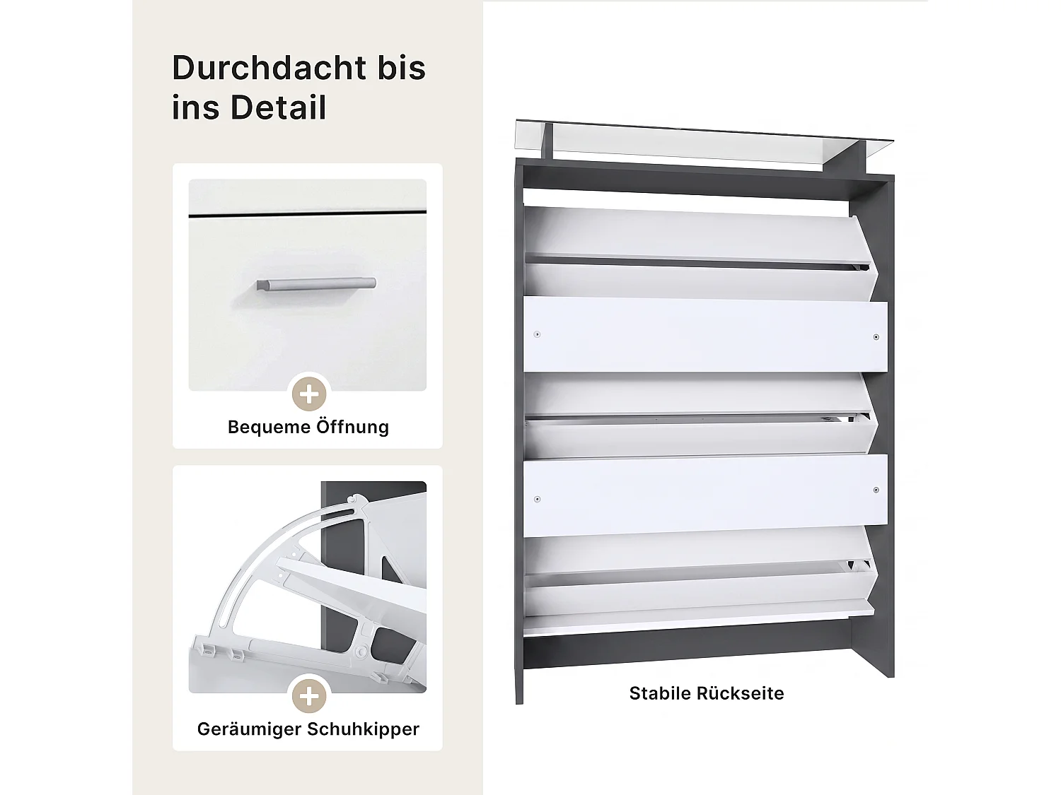 SCHUHSCHRANK Lavia Front in Sandgrau Hochglanz