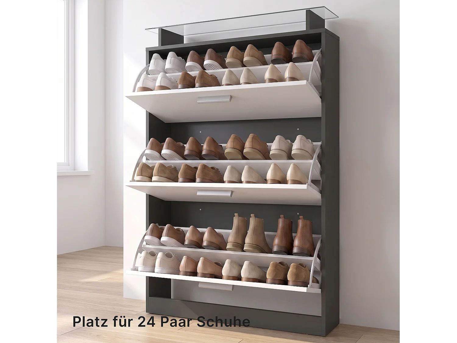 SCHUHSCHRANK Lavia Front in Beton Oxid Optik