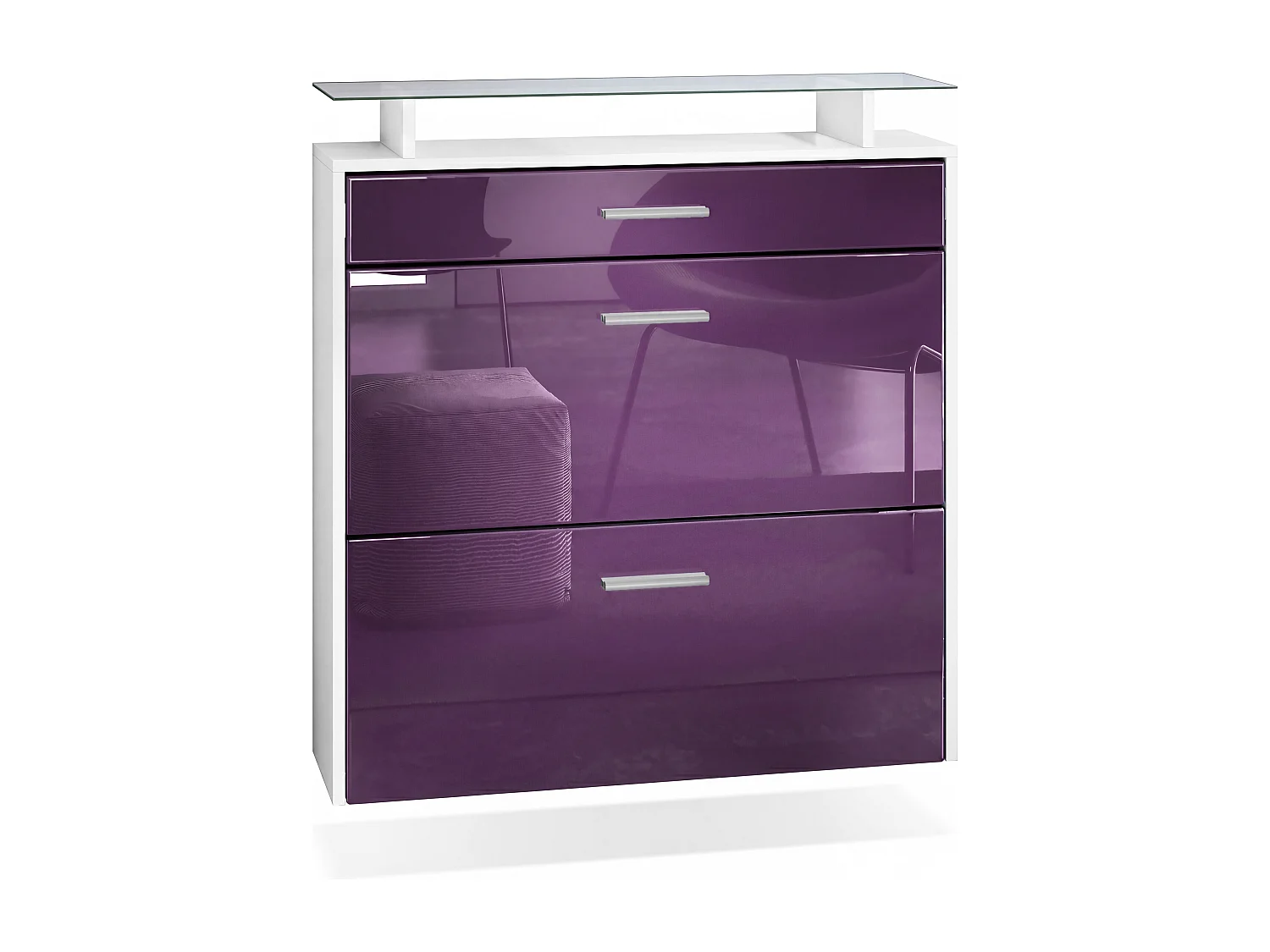 SCHUHSCHRANK Malea Front in Brombeer Hochglanz
