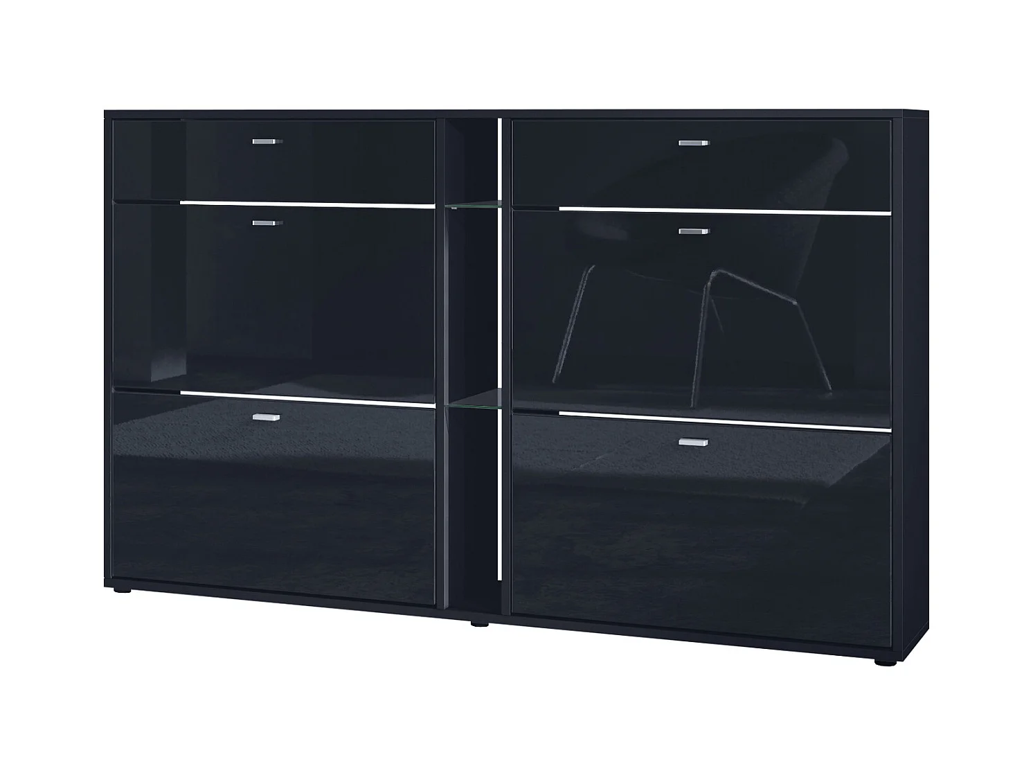 SCHUHSCHRANK Today Fronten in Schwarz Hochglanz
