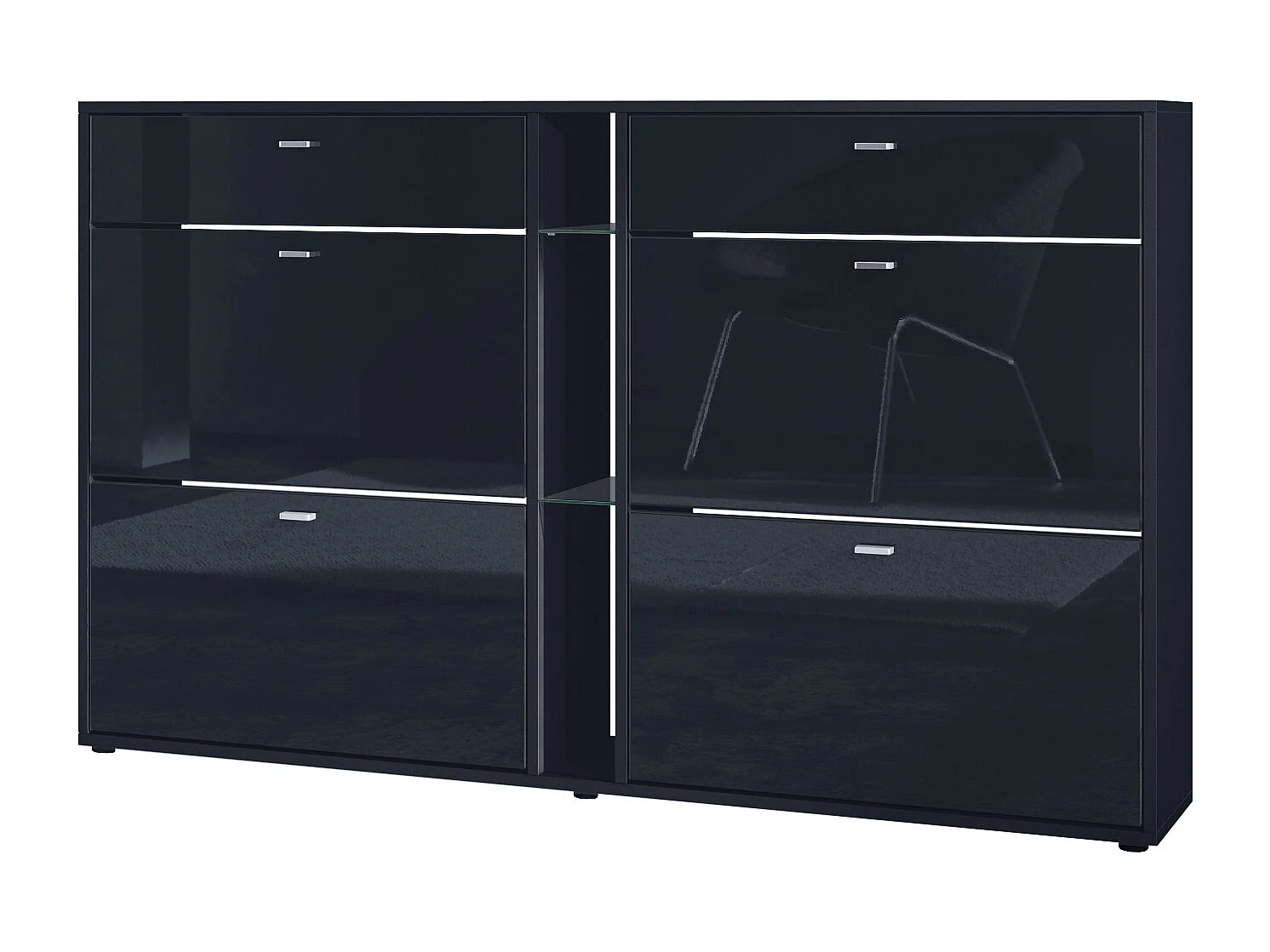 SCHUHSCHRANK Today Fronten in Schwarz Hochglanz