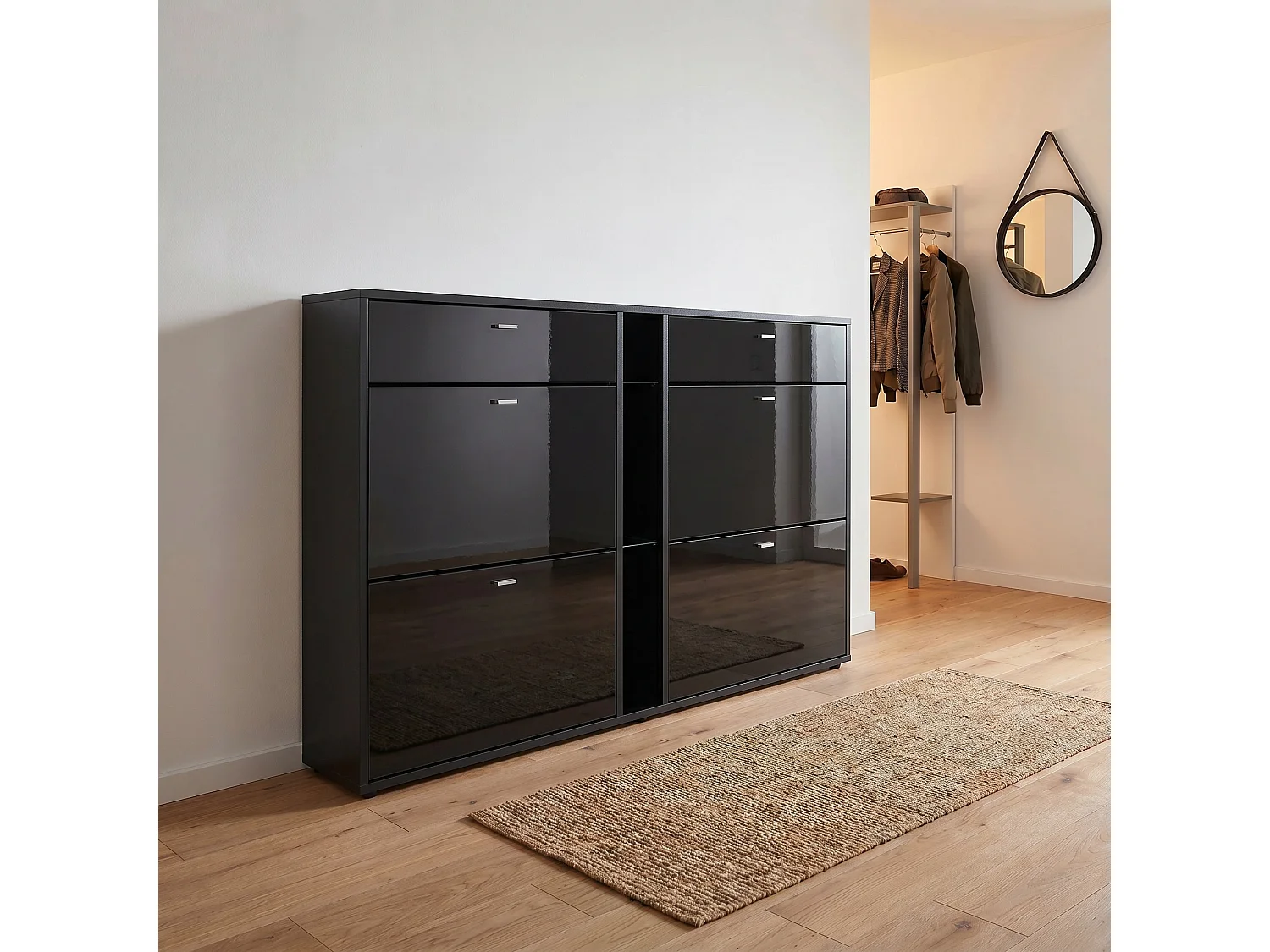 SCHUHSCHRANK Today Fronten in Schwarz Hochglanz