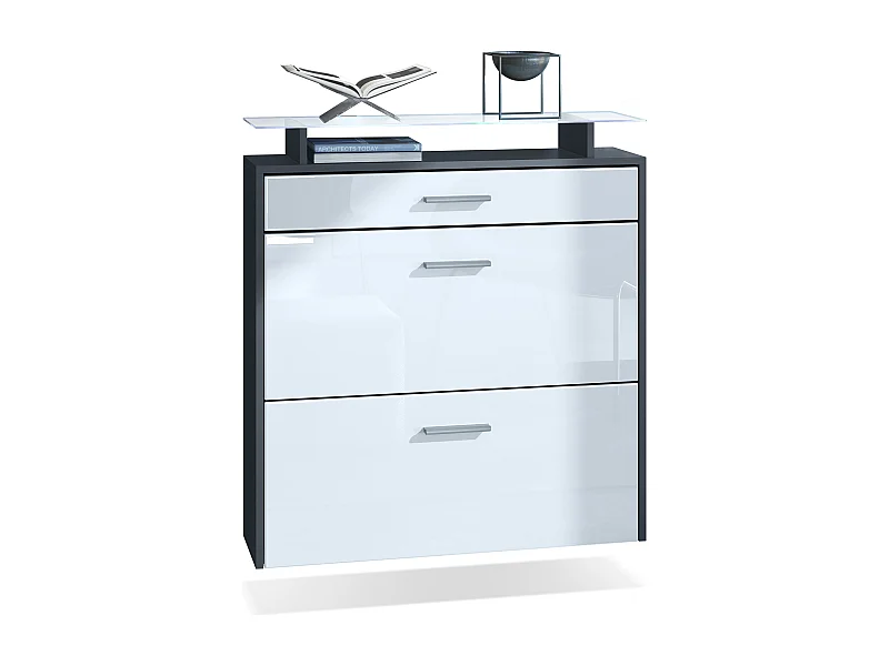 SCHUHSCHRANK Malea Fronten in Weiß Hochglanz