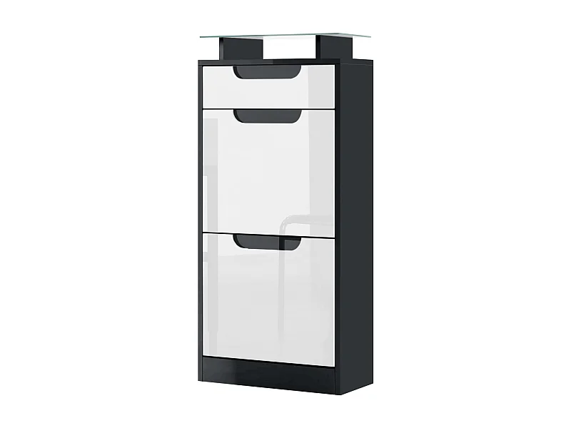 SCHUHSCHRANK Fiesta Weiß Hochglanz / Schwarz Hochglanz